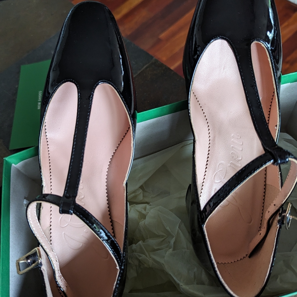 J. Crew Black Patent Leather T-Strap Millie Pump, 7M, NEW! - Picture 3 of 11